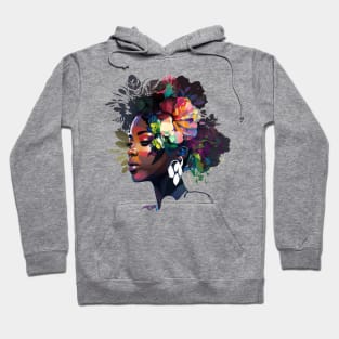 Afro Natural Curly Black women Floral Flowers Hoodie